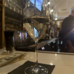 a glass of water on a table