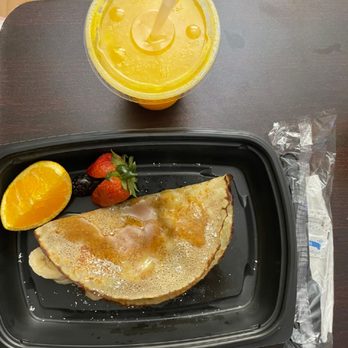 Lou's Coffee Shop - Banana Nutella crepe and fresh squeezed orange juice. - Waffles Near Me - Los Gatos, California Lou's Coffee Shop - Banana Nutella crepe and fresh squeezed orange juice. - Waffles Near Me - Los Gatos, California