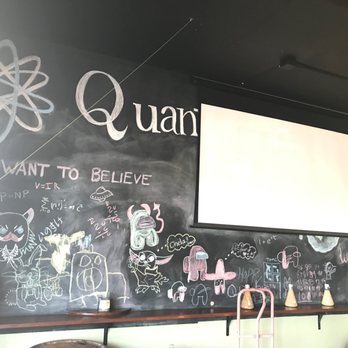 Quantum Brewing - Big chalkboard and a projection screen for one TV. - Breweries Near Me - San Diego, California Quantum Brewing - Big chalkboard and a projection screen for one TV. - Breweries Near Me - San Diego, California