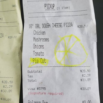 Rosati's Pizza - Receipt showing double dough pizza - Pizza Near Me - Las Vegas, Nevada Rosati's Pizza - Receipt showing double dough pizza - Pizza Near Me - Las Vegas, Nevada
