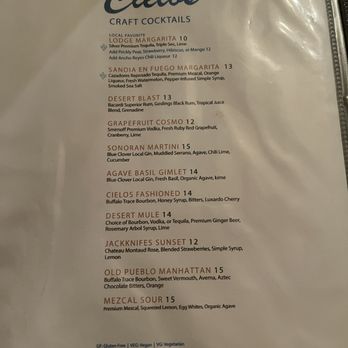 Cielos - Cocktail Menu - Breakfast & Brunch Near Me - Tucson, Arizona Cielos - Cocktail Menu - Breakfast & Brunch Near Me - Tucson, Arizona