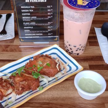 Himalaya On Heights - Fish fry with green chutney and a strawberry boba/bubble tea - Himalayan/Nepalese Near Me - Hasbrouck Heights, New Jersey Himalaya On Heights - Fish fry with green chutney and a strawberry boba/bubble tea - Himalayan/Nepalese Near Me - Hasbrouck Heights, New Jersey