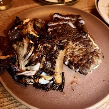 Betsy - pork chop was delicious and perfectly cooked... and we love the charred veggies - Steakhouses Near Me - Altadena, California