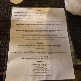 Sugarcane Grille - Sugarcane Grille Menu Back - Caribbean Near Me - Charlotte Amalie, Virgin Islands