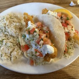 Fish tacos with rice