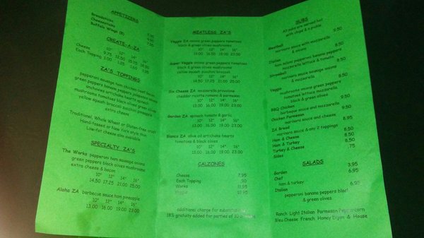 Menu photo 8 Za's Pizza Pub Louisville, KY Menu photo 8 Za's Pizza Pub Louisville, KY