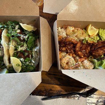 Coco Shrimp - Plano - Coco tacos on the left and the Coco sampler on the right, butter garlic, lemon herb and sweet & spicy. - Seafood Near Me - Plano, Texas Coco Shrimp - Plano - Coco tacos on the left and the Coco sampler on the right, butter garlic, lemon herb and sweet & spicy. - Seafood Near Me - Plano, Texas