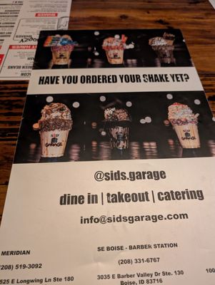 Menu photo 1 Sids Garage Boise, ID Menu photo 1 Sids Garage Boise, ID