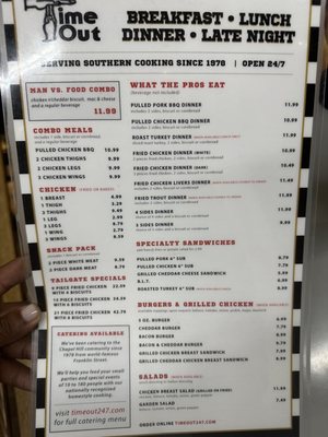 Menu photo 2 Time-Out Restaurant Chapel Hill, NC Menu photo 2 Time-Out Restaurant Chapel Hill, NC