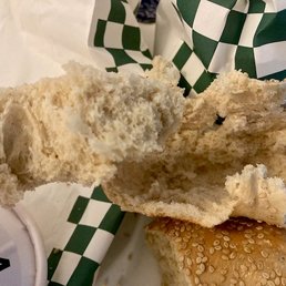 No chewiness. Middle was easy to pop out, like a bagel from the grocery store No chewiness. Middle was easy to pop out, like a bagel from the grocery store