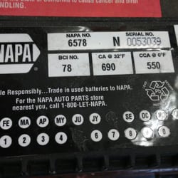 Napa Auto Parts - This is napas junk battery clearly punched with the purchase dates and it has a serial number as well so no reason not to warranty
