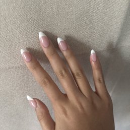 French tip Gel-X nails with deep round French tip style