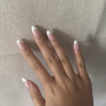 Mac Nail Spa - French tip Gel-X nails with deep round French tip style - Waxing Near Me - San Francisco, California