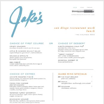 Jake's - Restaurant Week 2022 Lunch Menu - New American Near Me - Del Mar, California Jake's - Restaurant Week 2022 Lunch Menu - New American Near Me - Del Mar, California