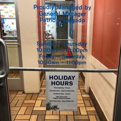 Front door with hours of service
