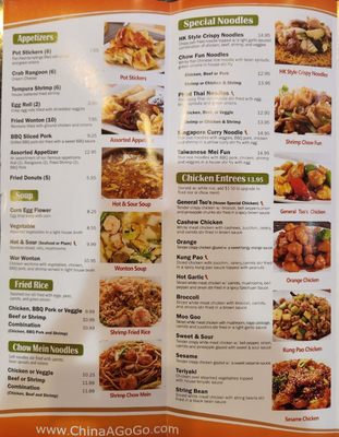 Menu photo 7 China A Gogo Las Vegas , NV