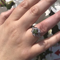 Northampton Jewelry - One-of-a-kind 14k white gold 0.95ct green diamond (irradiated) and 0.50ctw white diamond fashion ring - or UNIQUE engagement ring!