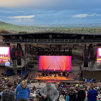 Red Rocks Amphitheatre - Stage and view of city in distance. - Music Venues Near Me - Morrison, Colorado Red Rocks Amphitheatre - Stage and view of city in distance. - Music Venues Near Me - Morrison, Colorado