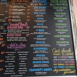 Playa Bowls - Menu (it's huge!).