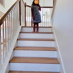 EZ Floors - Matching stair treads & custom stained railing to match