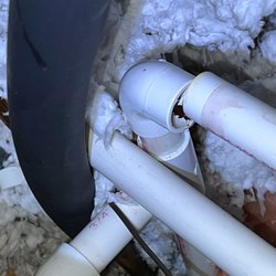 Blue Dot. Heating Air Conditioning Plumbing - New Condensate line seems too short and popped out of joint to create leak on first use of AC.