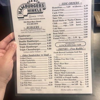 Hinkle's Sandwich Shop - Menu - Burgers Near Me - Madison, Indiana