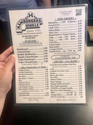 Menu photo 2 Hinkle's Sandwich Shop Madison, IN