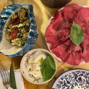 Pink Mamma - la dolcevice (cevice), straciatella fumée, breaola de beouf punta d'anca - Steakhouses Near Me - Paris, 75 Pink Mamma - la dolcevice (cevice), straciatella fumée, breaola de beouf punta d'anca - Steakhouses Near Me - Paris, 75