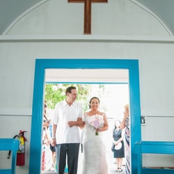 St. Peter's Catholic Church - I love the aqua blue trim!