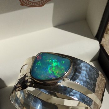 Impress Jewelry Creations - Gorgeous custom made silver and opal bangle made by the artisans at Impress Jewelry Creations in Granger Indiana - Jewelry Repair Near Me - Granger, Indiana
