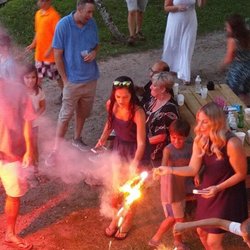 Lodge At Ocawasin - Sparkler fun outside by the lake!