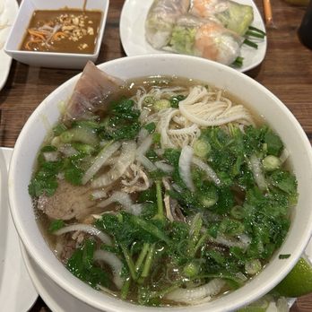 Pho Countryside - D4. Beef Noodles Soup with Flank, Brisket, Tendon, Tripe and A3. Fresh Spring Rolls - Vietnamese Near Me - Quincy, Massachusetts