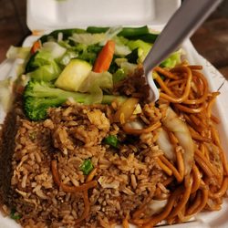 LA Express Chinese Food - Mixed vegetables, friend rice, and chow mein.