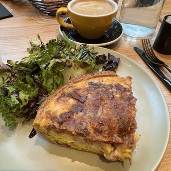 Café Joyeux - Bacon and Cheese Quiche with a Latte. - Coffee & Tea Near Me - New York, New York