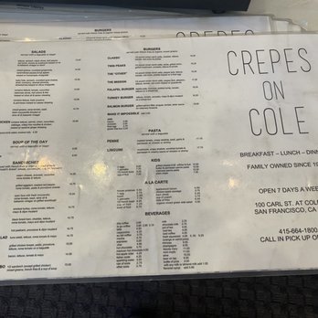 Crepes On Cole - Menu - 2 of 2 - Creperies Near Me - San Francisco, California Crepes On Cole - Menu - 2 of 2 - Creperies Near Me - San Francisco, California