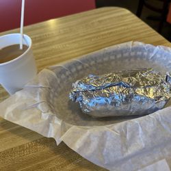 Aunt Becky’s Deli - Breakfast burrito + coffee