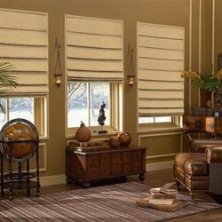 Tucson Blinds & Shutters - Hobbled style Roman Shades with black out liner. Tucson Blinds & Shutters, LLC.