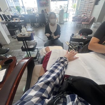 Red Polish - View from mani/pedi in process - Nail Salons Near Me - Los Angeles, California Red Polish - View from mani/pedi in process - Nail Salons Near Me - Los Angeles, California