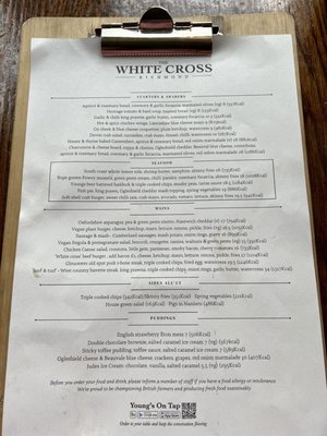 Menu photo 1 The White Cross London, XGL Menu photo 1 The White Cross London, XGL