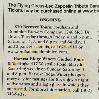 Harvest Ridge Winery - False advertising in Smyrna Post - Wineries Near Me - Marydel, Delaware Harvest Ridge Winery - False advertising in Smyrna Post - Wineries Near Me - Marydel, Delaware
