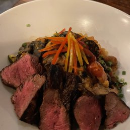 Wild mushroom risotto with steak Wild mushroom risotto with steak