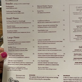Restaurant 1796 - Menu- the cauliflower and Brussels dishes are back!! - New American Near Me - Saint Francisville, Louisiana