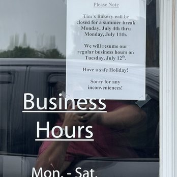 Tim's Bakery - Closed for summer break - Bakeries Near Me - McCordsville, Indiana Tim's Bakery - Closed for summer break - Bakeries Near Me - McCordsville, Indiana