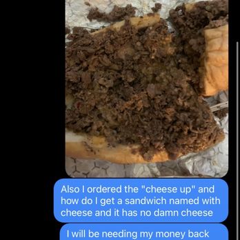 WtfExp - a text message from a man about a cheeseburger - Cheesesteaks Near Me - Phoenix, Arizona