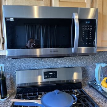 Bay Area  Appliance Installation - Microwave installed against granite backsplash. - Appliances & Repair Near Me - Fremont, California