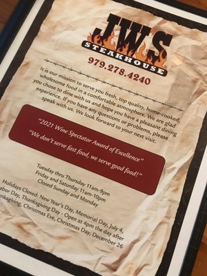 J W's Steakhouse by null