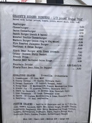 Menu photo 7 Granny's Drive In Heber City, UT