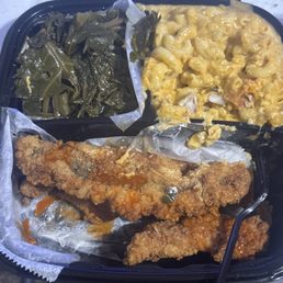 Fried Filet Whiting  Collard Greens Baked Mac & Cheese