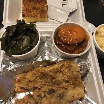 Mamma Lou’s - Pork chop (missing 2 bites) candied yams & collard greens - Soul Food Near Me - Windcrest, Texas Mamma Lou’s - Pork chop (missing 2 bites) candied yams & collard greens - Soul Food Near Me - Windcrest, Texas