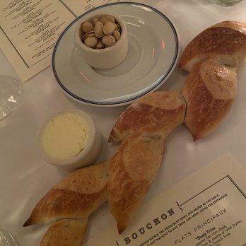 Bouchon - Free bread and warmed pistachios! - French Near Me - Las Vegas, Nevada